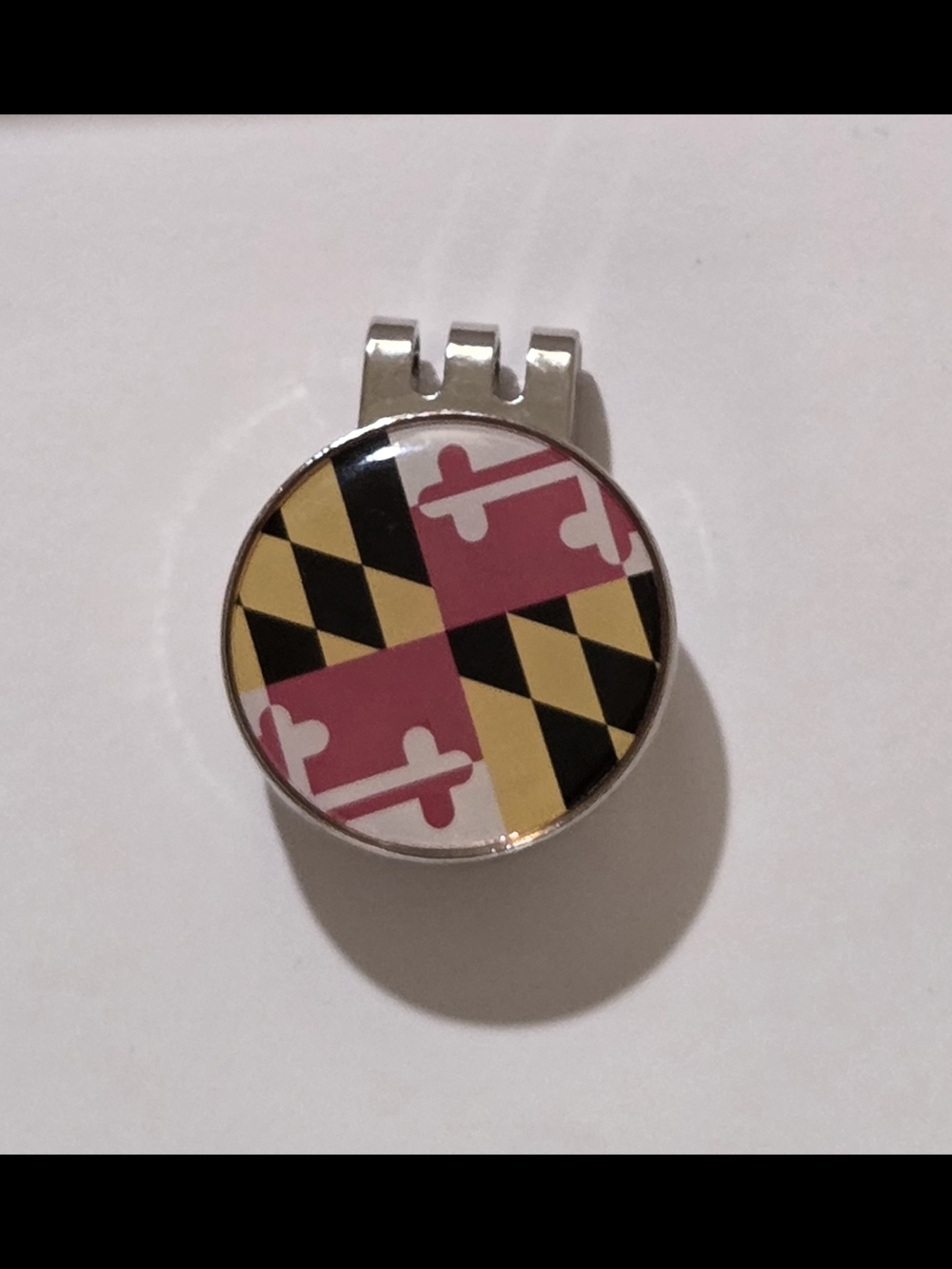 Maryland Flag Golf Ball Marker Hat Clip - Pink, Yellow, Black